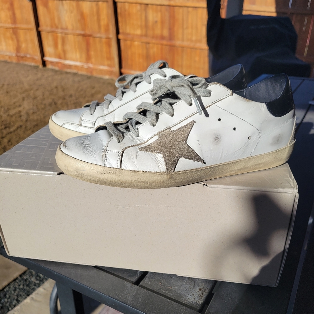 Golden Goose white black cream superstar sneakers